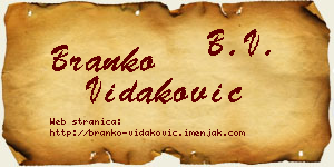 Branko Vidaković vizit kartica